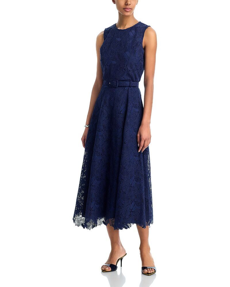 アクア レディース トップス ワンピース ミディ ノースリーブ レース AQUA Leaf Lace Sleeveless Midi Dress Exclusive Indigo インディゴ
