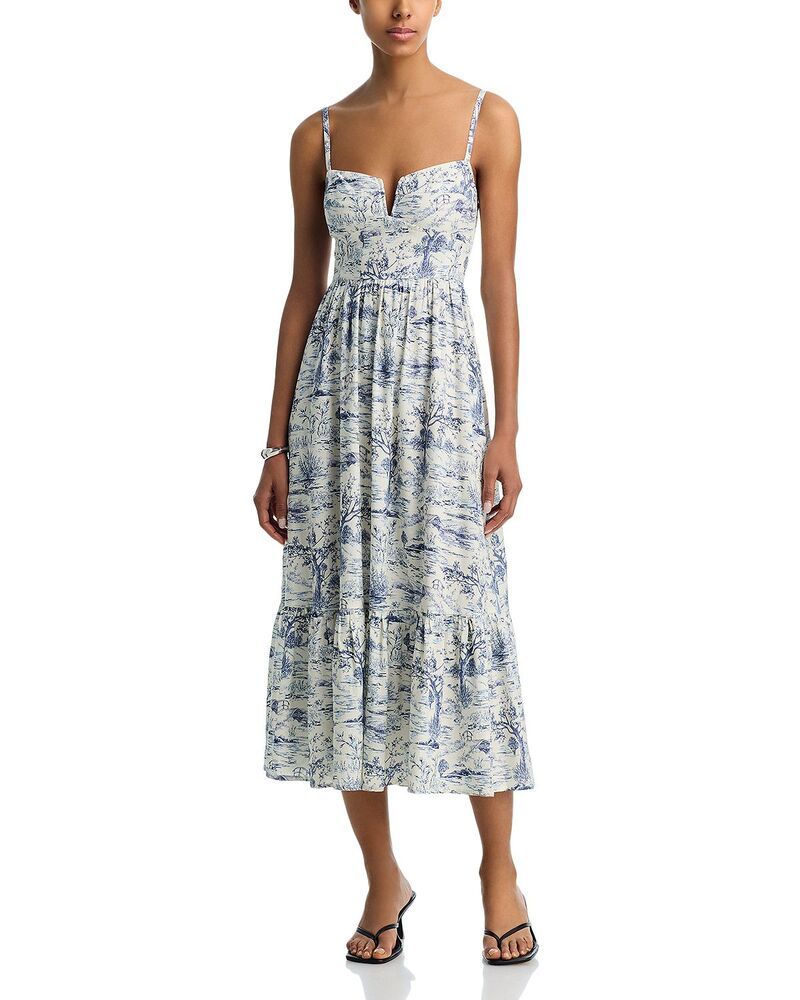 アクア レディース トップス ワンピース ミディ AQUA Toile Midi Dress Exclusive WhiteNavy ホワイト