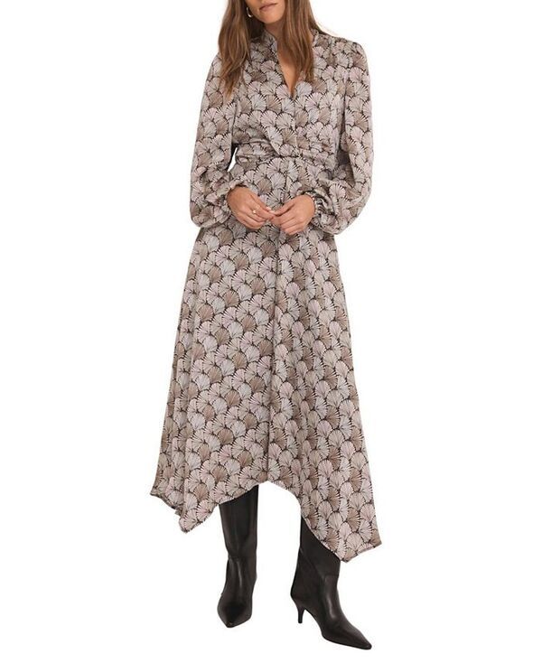 ミルトンベルベット レディース トップス ワンピース プリント ミディ Mint Velvet Womens Geo Long Sleeve Print Midi Dress Neutral