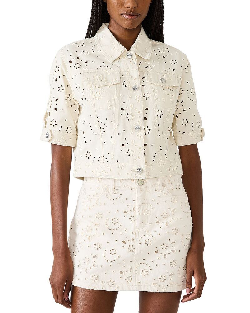 スティーブ マデン レディース アウター ジャケット・ブルゾン STEVE MADDEN Blu Eyelet Jacket Sea Mist
