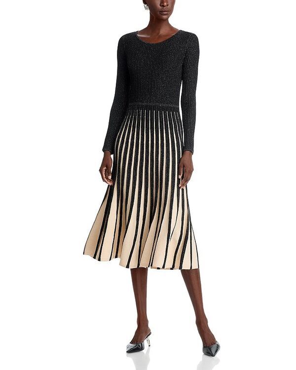 エリータハリ レディース トップス ワンピース プリーツ Elie Tahari The Daria Pleatedress NoirGold ゴールド