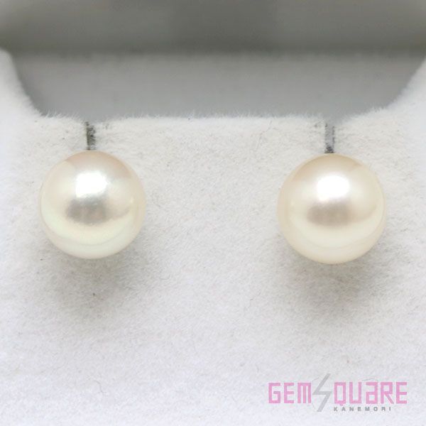 Pt900 アコヤ真珠 パール イヤリング 8.8mm 3.41g ラウンド テリヨイ 洗浄済み 美品