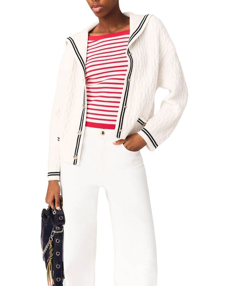 マージュ レディース アウター ニット・セーター カーディガン Maje Cable Knit Cardigan Ecru エクリュ
