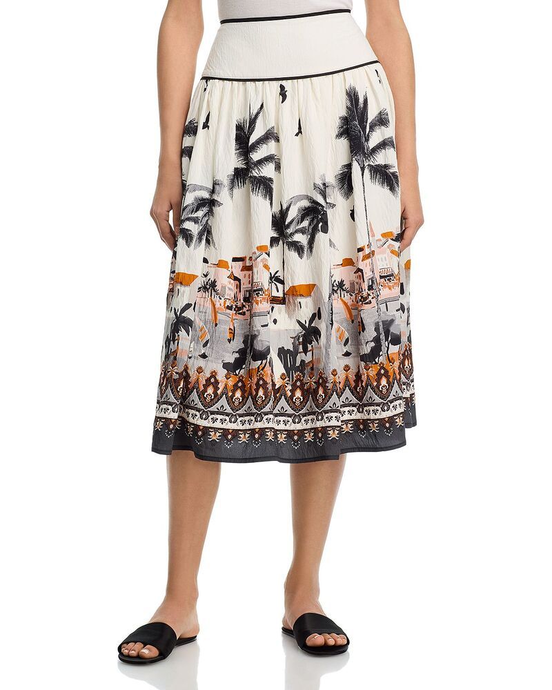 アクア レディース ボトムスカート ミディ AQUA Sea Toile Midi Skirt Exclusive Ivory Multi アイボリー