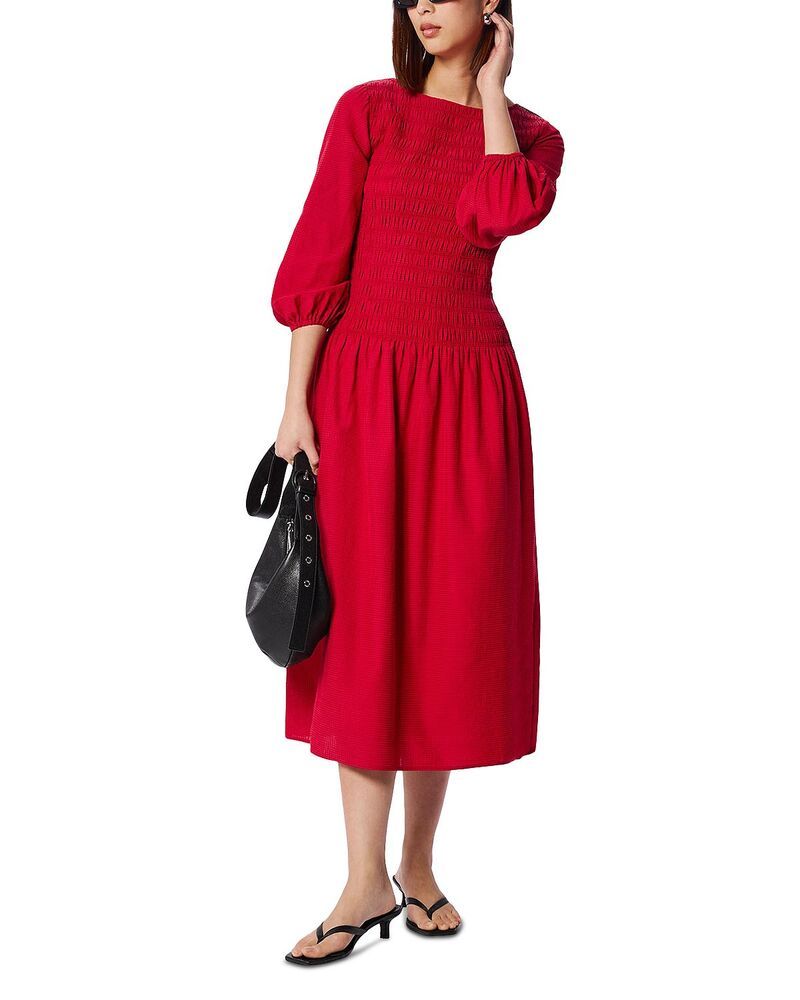 ホイッスルズ レディース トップス ワンピース ミディ シャーリング Whistlesmocked Bodice Midi Dress Red レッド