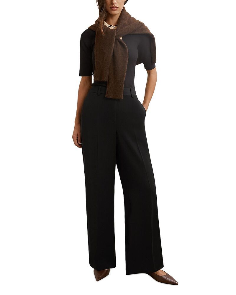 レイス レディース ボトムス カジュアルパンツ ワイドレッグ プチ REISS Petite Margeaux Wide Leg Pants Black ブラック