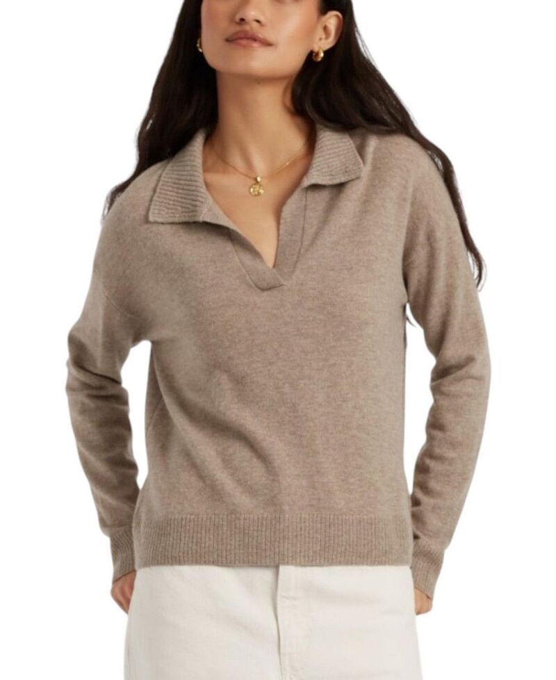 チンティアンドパーカー レディース アウター ニット・セーター ウール Chinti Parker Womens Wool Cashmere Collared Sweater Warm Oatmeal