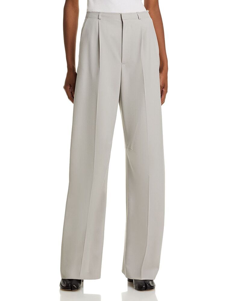 マルタンマルジェラ レディース ボトムス カジュアルパンツ ストレート プリーツ MM6 Maison Margiela Pleated Straight Leg Pants Pale Grey グレ