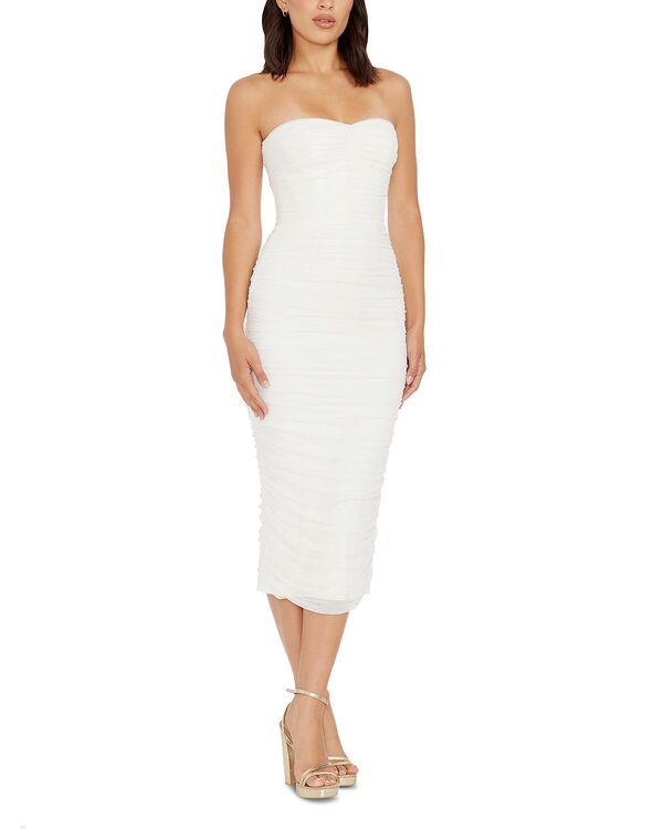 ドレスザポプレーション レディース トップス ワンピーストラップレス Dress the Population Heather Strapless Dress White ホワイト