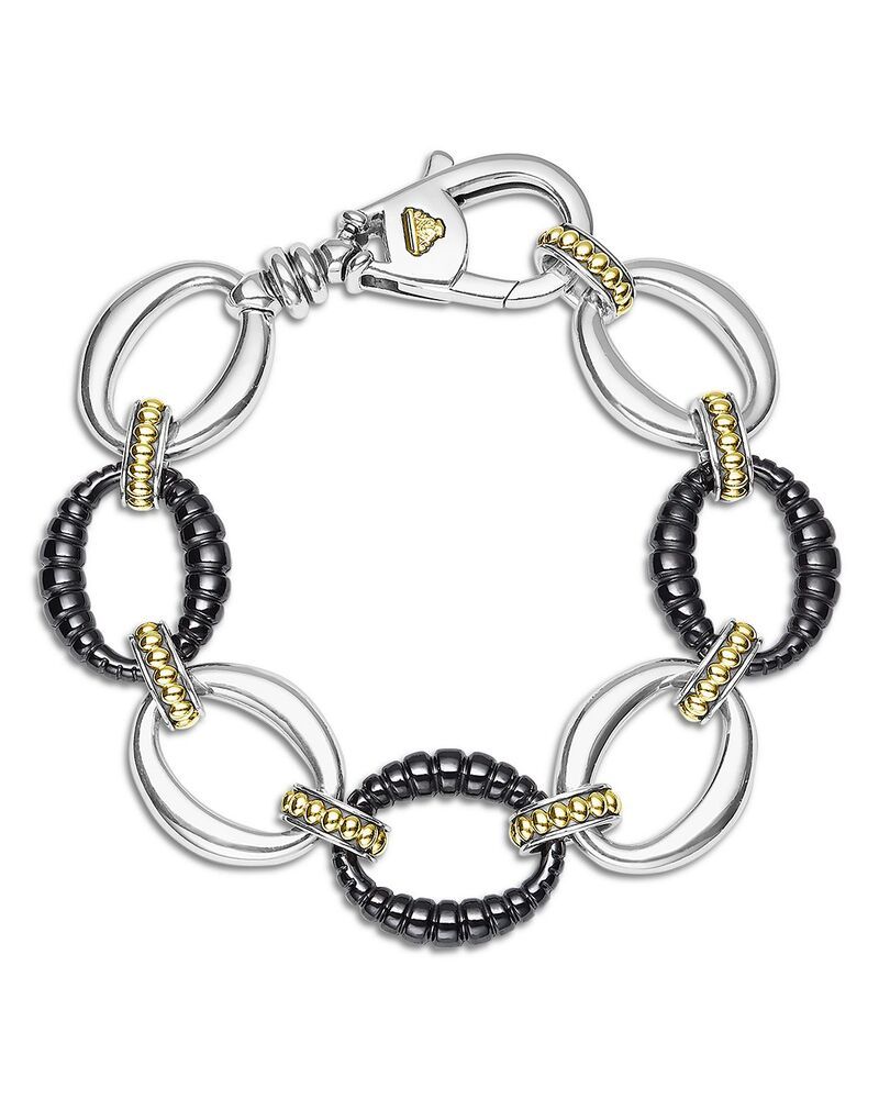 ラゴス レディース アクセサリー ブレスレット・バングル・アンクレット LAGOS Two Tone Black Ceramic Link Bracelet Silver シルバー