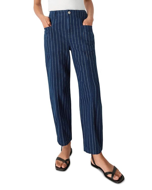 ホイッスルズ レディース ボトムス デニムパンツ ジーンズ Whistles Pinstripe Barreleg High Rise Jeansmulti Navymulti ネイビー