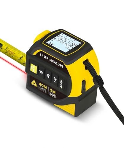 N◆【1台4役】 レーザー距離計/巻尺/レーザー墨出し器/デジタル角度計、 40mレーザー測定、5m巻尺、明るい墨出し、高精度の角度計、 高精度 面積 体積 自動計算 距離測定器 スチール製 単位m 文字が大きく見やすい 耐衝撃 建築 不動産 0a0ac9ae