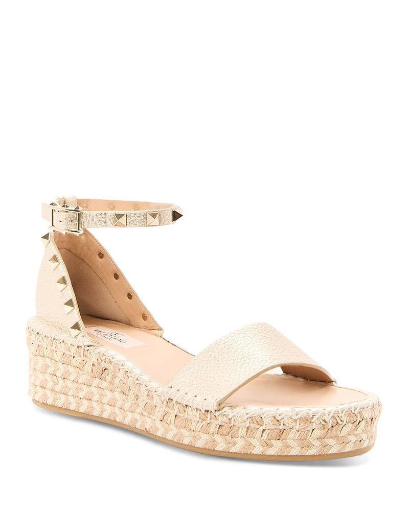 ヴァレンティノ レディース シューズ サンダル アンクル Valentino Garavani Womens Rockstud Flatform AnkleStrap Espadrille Sanda 145,900円