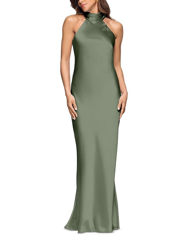 アクア レディース トップス ワンピース サテン ノースリーブ AQUA Sleevelessatin Gown Exclusive Olive オリーブ