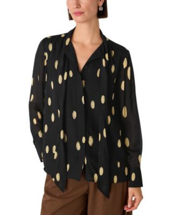 ホイッスルズ レディース トップス シャツ ブラウス Whistles Abstract Spotie Neck Blouse BlackMulti ブラック
