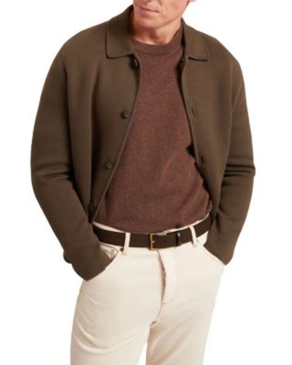 テッドベーカー メンズ アウター ジャケット・ブルゾン コットン ニット Ted Baker Freder Long Sleeve Heavy Knitted Cotton Jacket Khaki