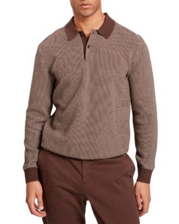 テッドベーカー メンズ トップス ポロシャツ ニット Ted Baker Ardo Textured Front Knitted Polo Shirt Dark Brown ブラウン