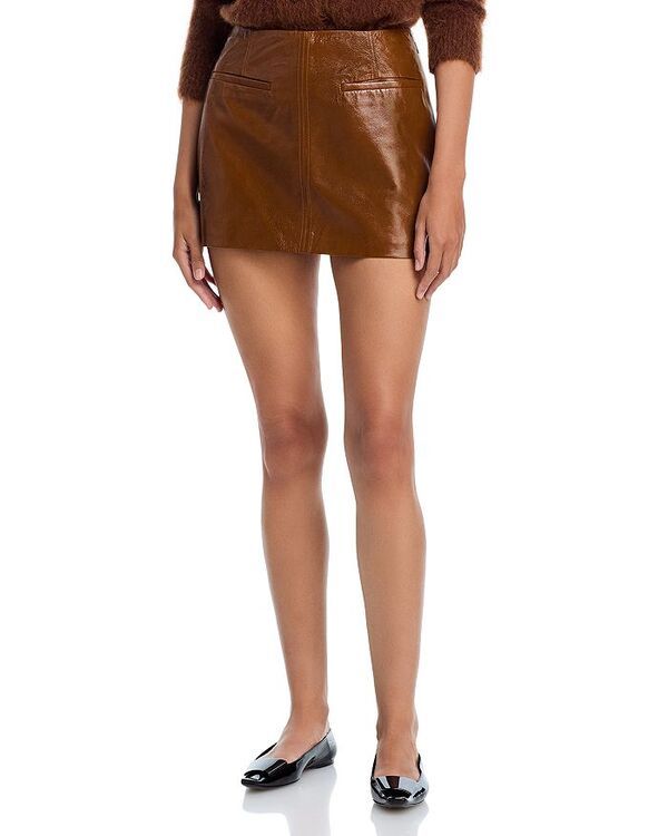 エーエルシー レディース ボトムス スカート ミニ レザー ALC Cowan Leather Mini Skirt Saddle