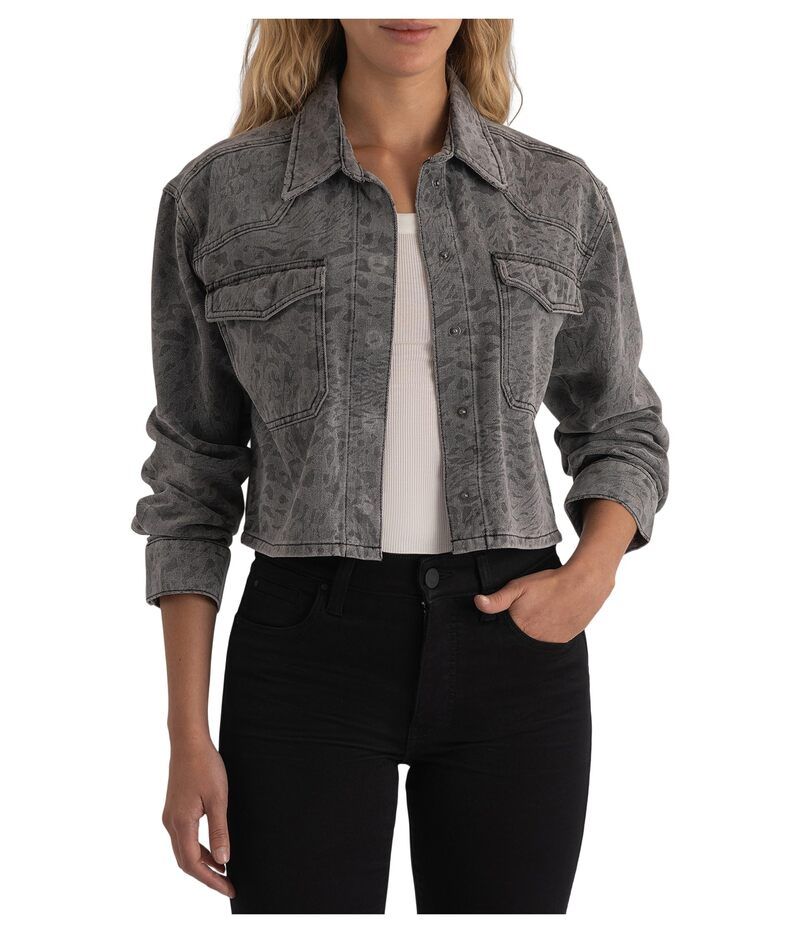 カットフロムザクロス レディース アウター コート ジャケット KUT from the Kloth Miley Button Front Jacket With Patch Pockets Grey 9,436円