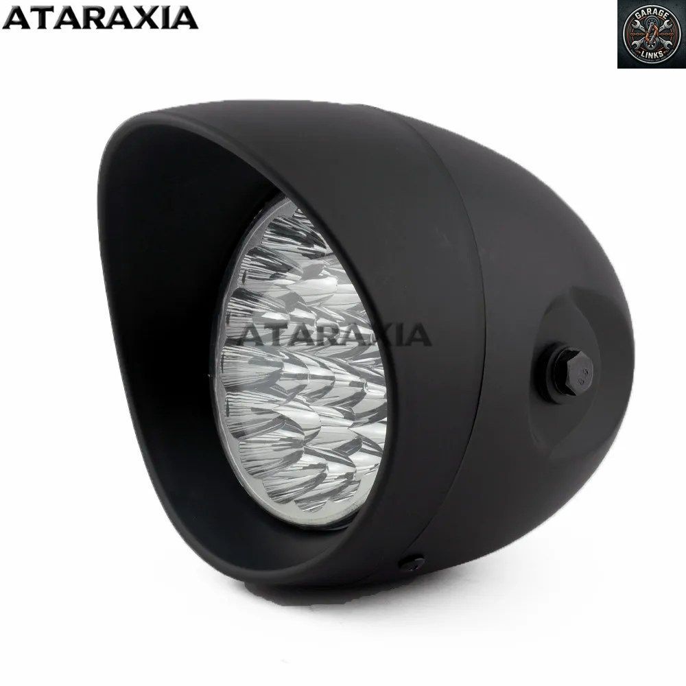 レトロバイク用LEDヘッドライト、ハイ/ロービームヘッドランプ、クルーザー、カフェレーサー、ハーレー、ホンダ、ヤマハ、カワサキ