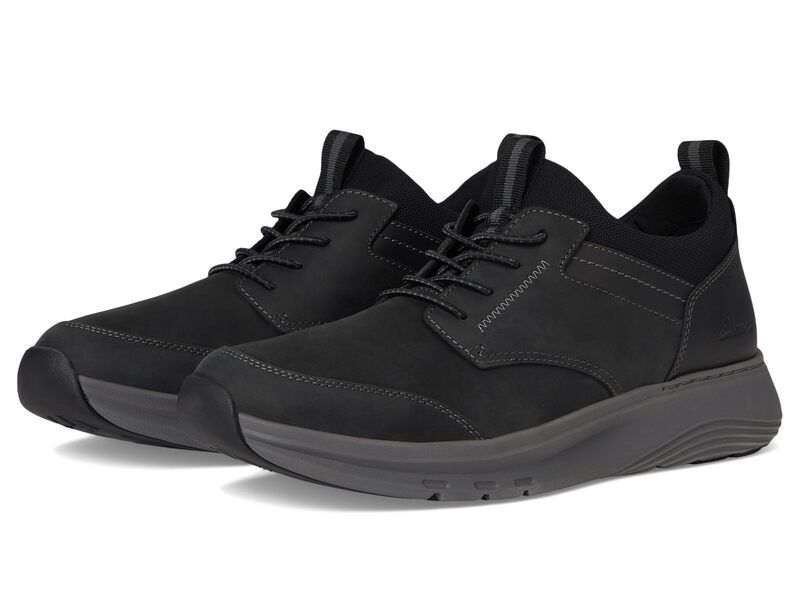 クラークス メンズ シューズ スニーカー Clarks Motion Trek EZ Black Leather ブラック