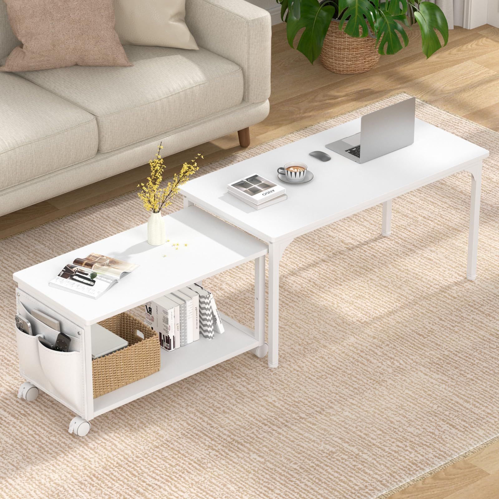 TTWO ローテーブル キャスター付き 幅伸縮80cm-140cm センターテーブル リビングテーブル 座卓 ちゃぶ台 テーブル 一人暮らし 座机 コーヒーテーブル ソファーテーブル 大きめ 軽量 持ちやすい お手入れ簡単 掃除簡単 オシャレ モダン 収納ｍａ