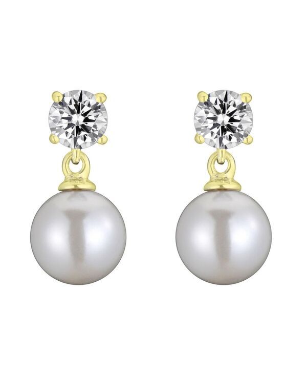 ジュネヴィヴェ レディース アクセサリー ピアス・イヤリング Genevivelegant Sterling Silver Timeless CZ Pearl Drop Earrings Gold ゴ