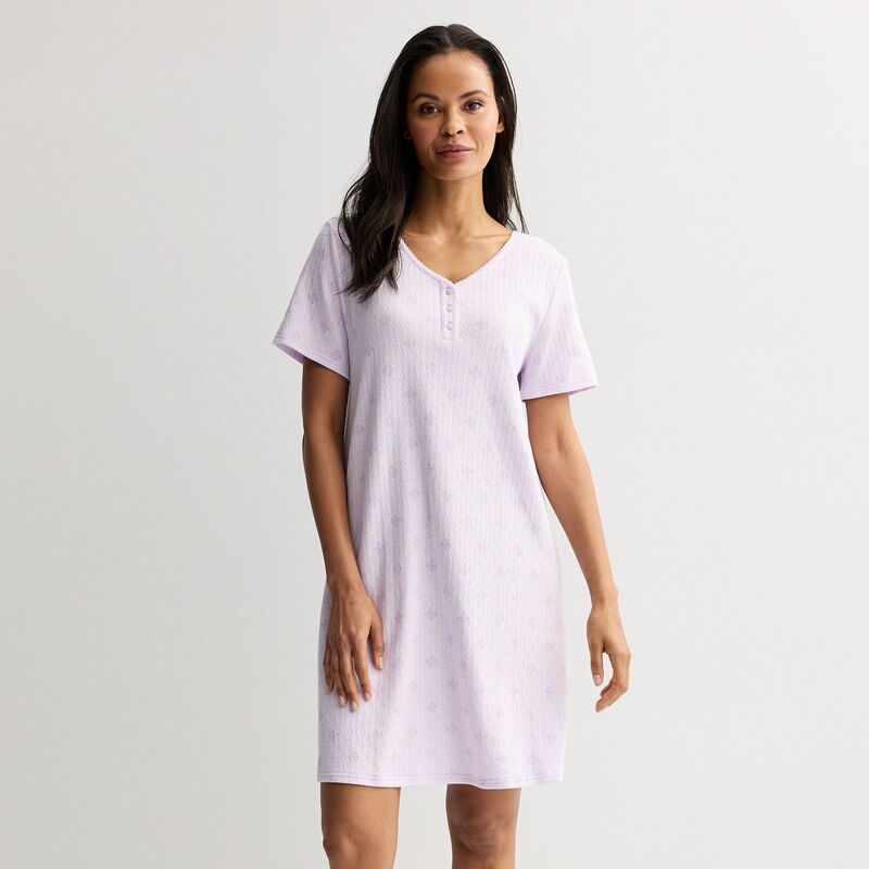 クロフト＆バロー レディース アンダーウェア ナイトウェア シャツ ニット Womens Croft Barrow Textured Knit Sleepshirt Soft Rhombus