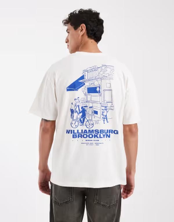 ジャック アンド ジョーンズ メンズ トップス Tシャツ プリント Jack Jones Tshirt with williamsburg caf back print Egret ホワイト 9,610円