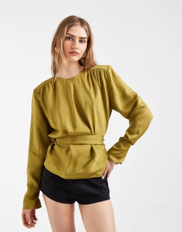 アンドアザーストーリーズ レディース トップス シャツ ブラウス Other Stories long sleeve blouse with back tie Green グリーン 25,760円