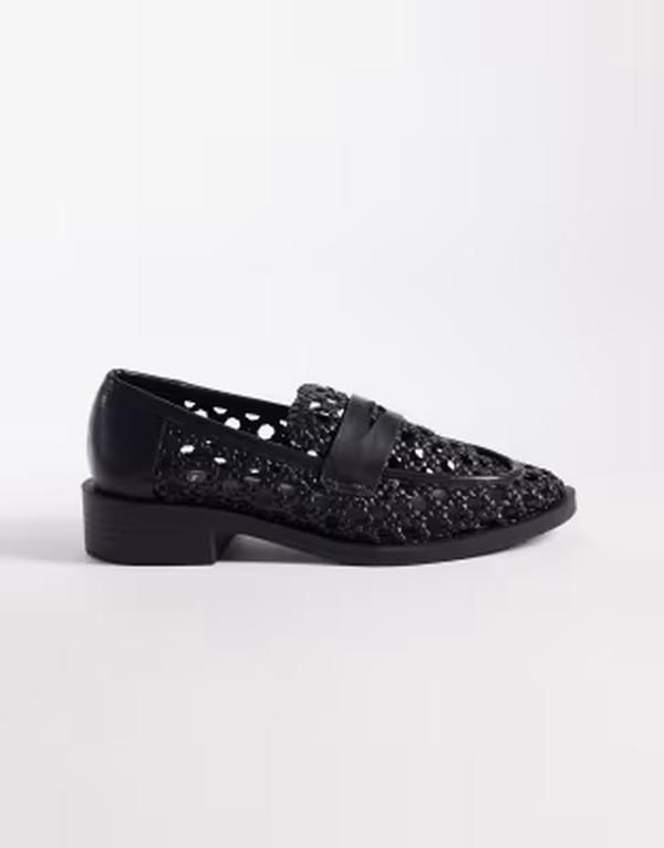 レイド レディース シューズ スリッポン・ローファー RAID Uliana woven loafers BLACK PU ブラック