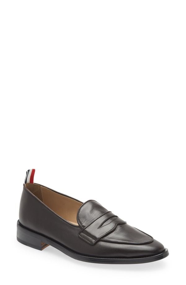 トムブラウン メンズ シューズ スリッポン・ローファー Thom Browne Varsity Penny Loafer Dark Brown ブラウン