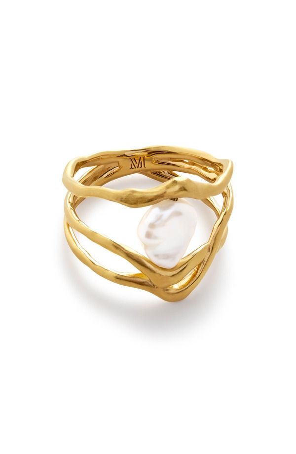 モニカヴィナダー レディース アクセサリー 指輪 Monica Vinader Amy Powney Keshi Pearl Ring 18Ct Gold Vermeil Pearl パール