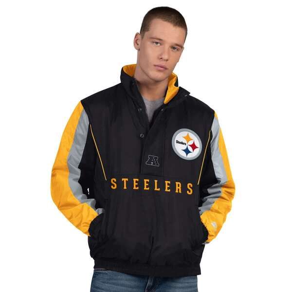 スターター メンズ アウター ジャケット・ブルゾン Tシャツ Menstarter Black Pittsburgh Steelers Thursday Night Gridiron HalfZip