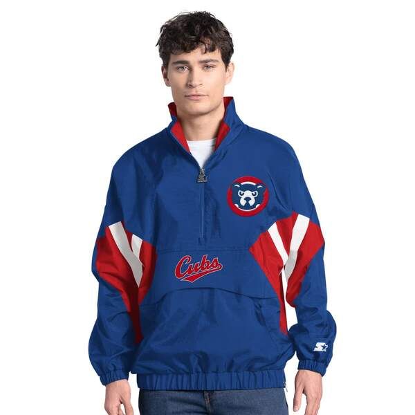 スターター メンズ アウター ジャケット・ブルゾン MensStarteroyal Chicago Cubs Cooperstown Chief HalfZipulloveroyal