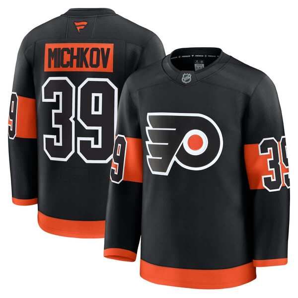 ファナティクス メンズ トップス シャツ ジャージー Mens Fanatics Matvei Michkov Black Philadelphia Flyers Alternate Premium