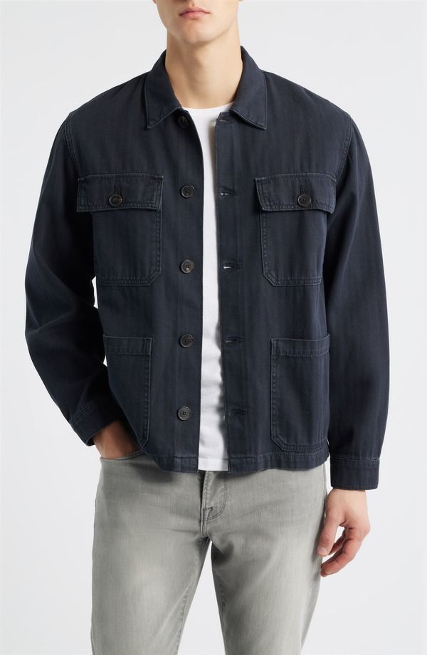 フレーム メンズ アウター ジャケット・ブルゾン コットン コート FRAME ButtonUp Cotton Herringbone Chore Coat Dark Navy ネイビー