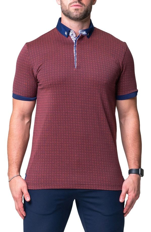 マセオ メンズ トップス ポロシャツ コットン Maceoo Mozartopa Red Short Sleeve Cotton Polo Red レッド