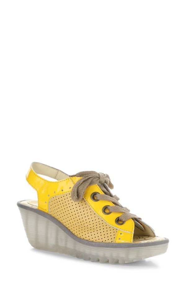 フライロンドン レディース シューズ ヒール プラットフォーム サンダル Fly London Yuta Platform Wedge Sandal 019 Yellow Bbee イエロー