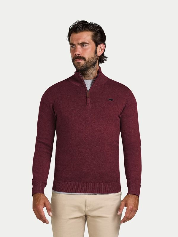 ライジングブル メンズ アウター パーカー・スウェット ハーフジップ セーター Raging Bull Quarter Zip Cashmere Blend Sweater Berry