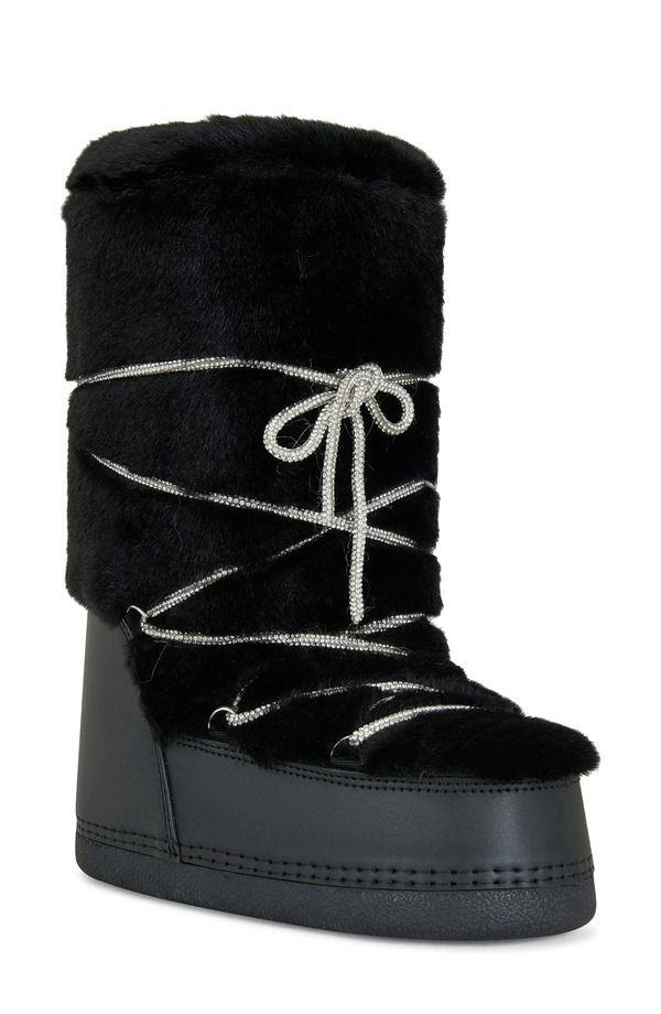 アザレア ワン レディース シューズ ブーツ・レインブーツ AZALEA WANG Karmela Faux Fur Flatform Snow Bootie Black ブラック