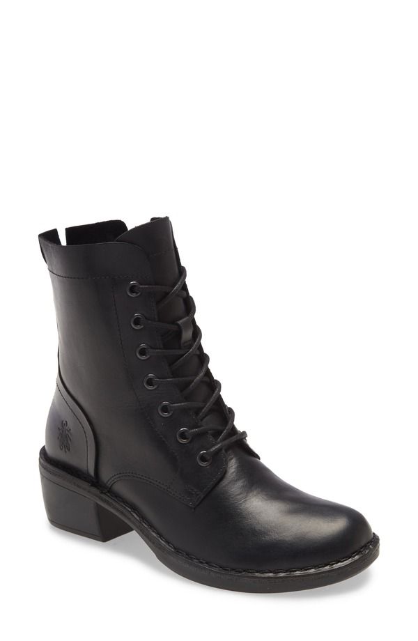 フライロンドン レディース シューズ ブーツ・レインブーツ レース レザー Fly London Milu LaceUp Leather Boot Black Leather ブラック