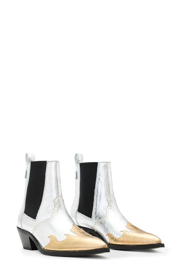オールセインツ レディース シューズ ブーツ・レインブーツ チェルシーブーツ チェルシー AllSaints Denver Studded Western Chelsea Boot Silver Go