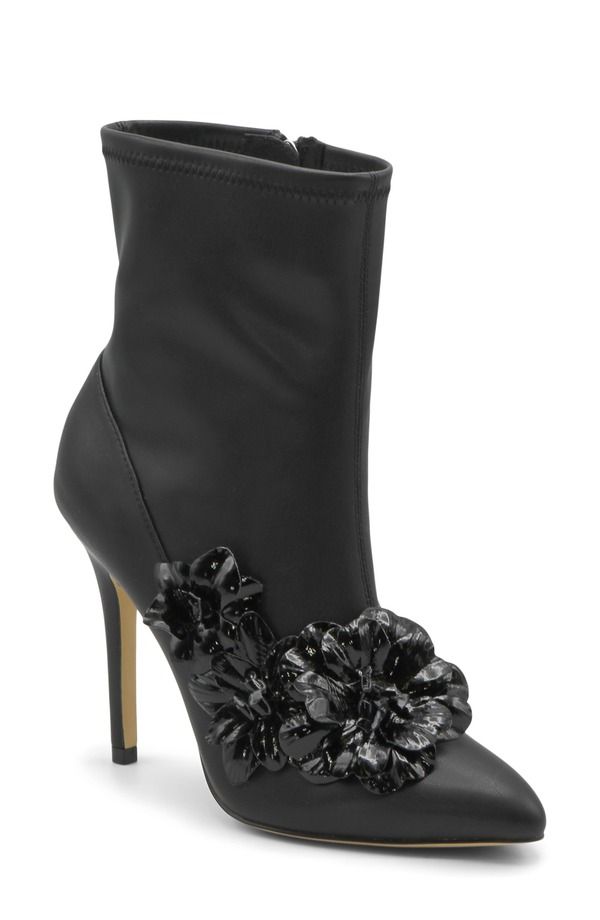 チャールズ・デイビッド レディース シューズ ブーツ・レインブーツ Charles by Charles David Perla Flower Pointed Toe Bootie Black ブラッ