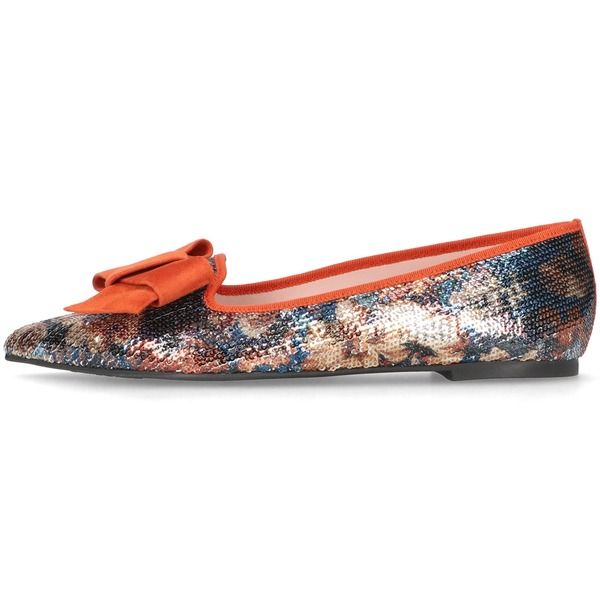 プリティ・バレリーナ レディース シューズ スリッポン・ローファー Pretty Ballerinas Pointed Toe Bow Loafer Orange And Blue ブルー