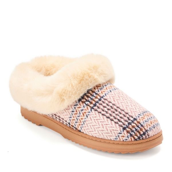 ディアフォームズ レディース シューズ サンダル ニット DEARFOAMS Hannah Festive Knit Clog Slipper Pink Plaid ピンクサンダル