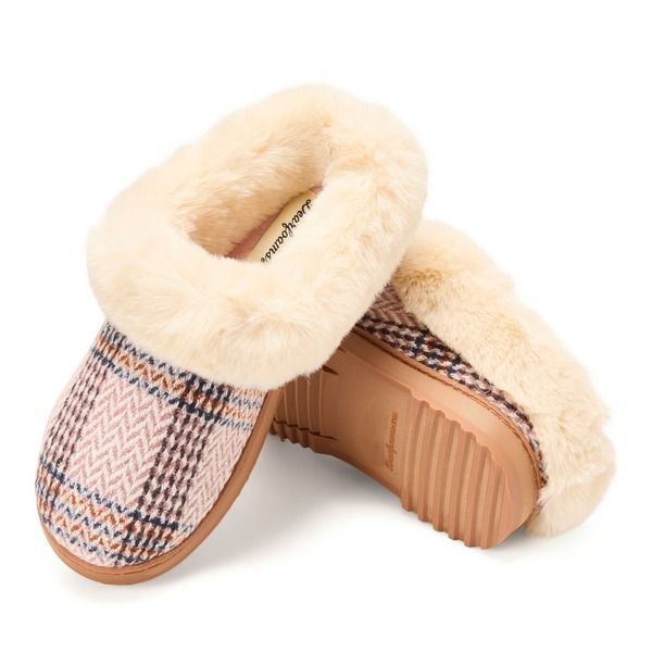 ディアフォームズ レディース シューズ サンダル ニット DEARFOAMS Hannah Festive Knit Clog Slipper Pink Plaid ピンク