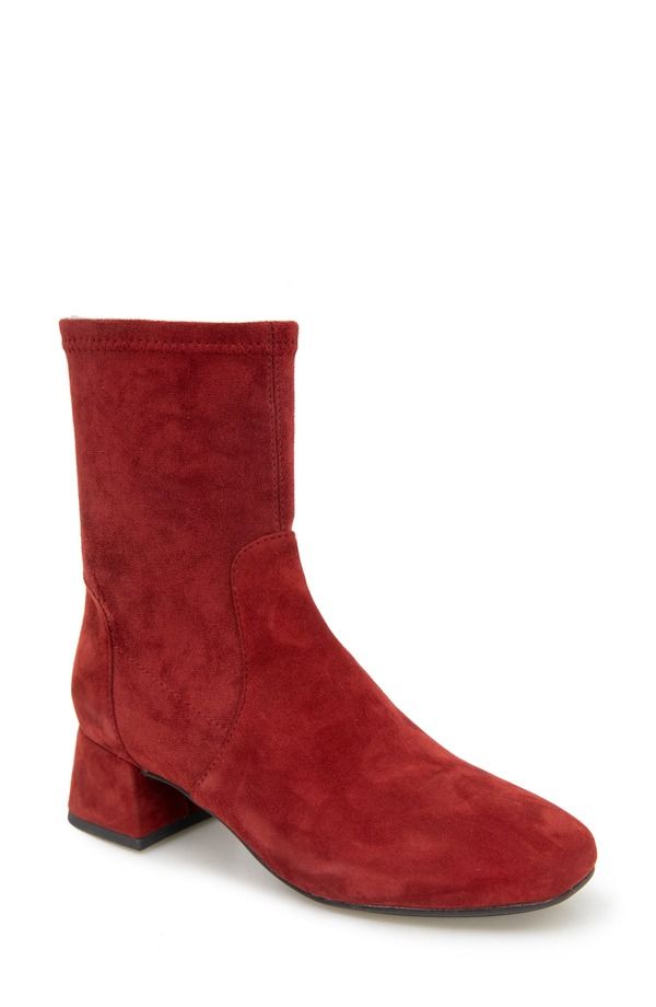 ジェントルソウルズ レディース シューズ ブーツ・レインブーツ ヒール Gentle Souls Elbert Block Heel Bootie Burnt Red Suede レッド