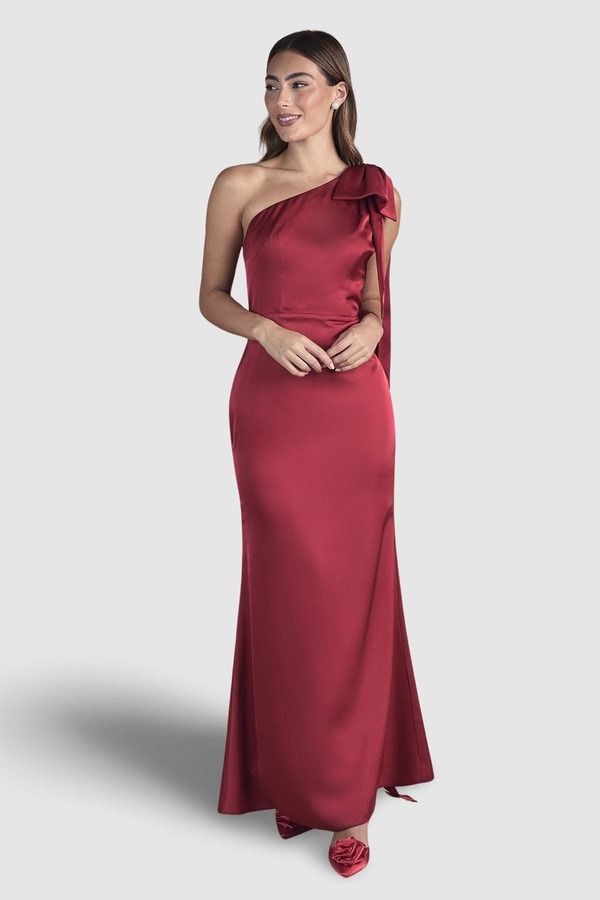 コースト レディース トップス ワンピース サテン Coast Bow One Shoulder Satin Dress Red レッド
