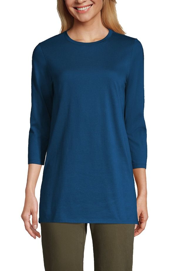 ランズエンド レディース トップス シャツ コットン Lands End 34 Sleeve Cotton Supima Tunic Baltic Teal ティール 14,414円